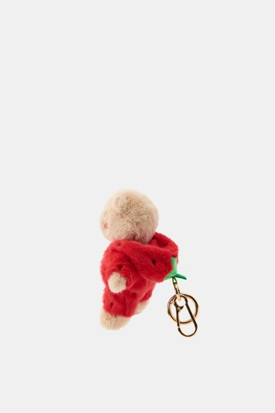 Брелок-чарм красный медвежонок в костюме клубники- Заказать в России