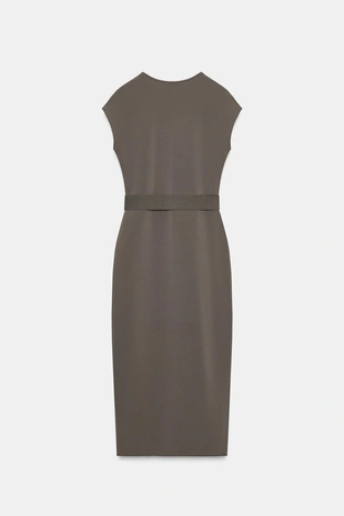 Платье миди стрейч с поясом- Заказать в России