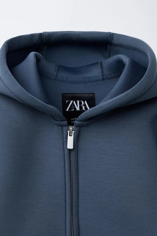 Blue | 5854/765/400 - Zara Худи из плотной синтетической ткани с нашивкой