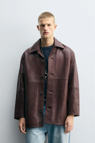 Кожаная куртка с текстурой- Заказать в России