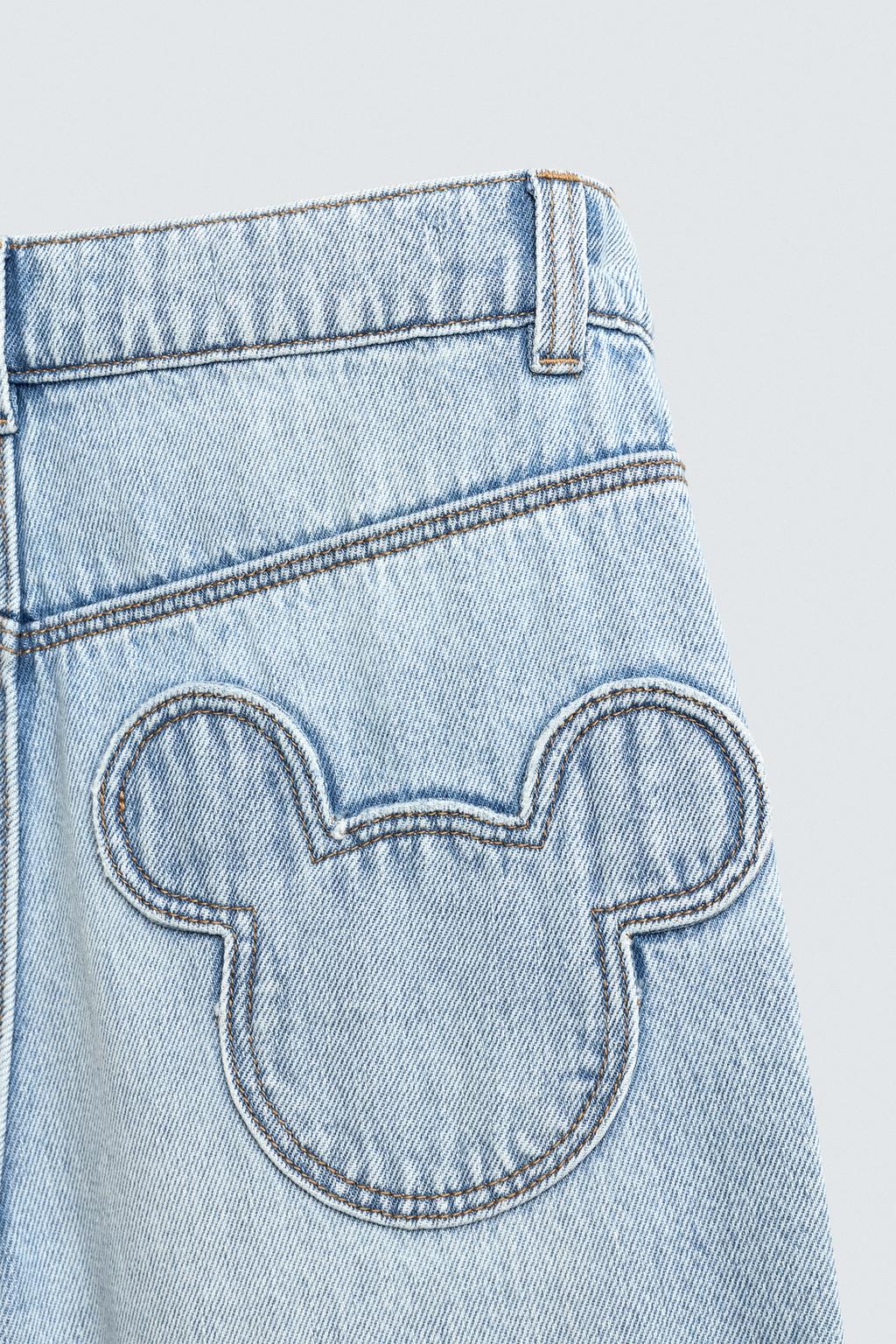 LOOSE FIT JEANS WITH MICKEY SILHOUETTE PATCH HARRY LAMBERT FOR ZARA X DISNEY