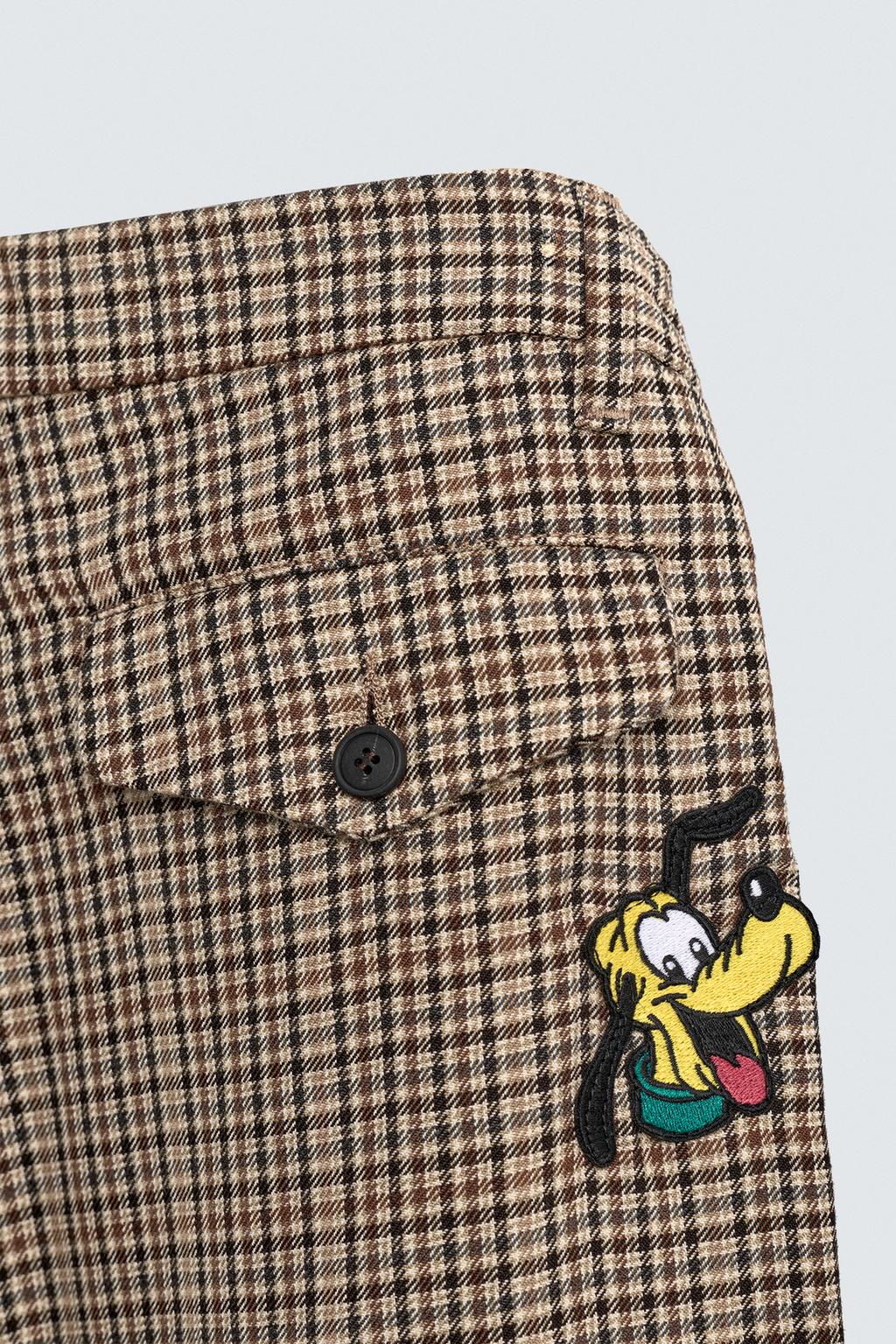 БРЮКИ В КЛЕТКУ С НАШИВКОЙ PLUTO HARRY LAMBERT FOR ZARA X DISNEY
