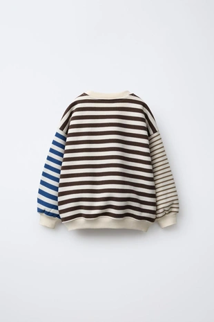 Толстовка в полоску с нашивкой «мордашка»- Заказать в России