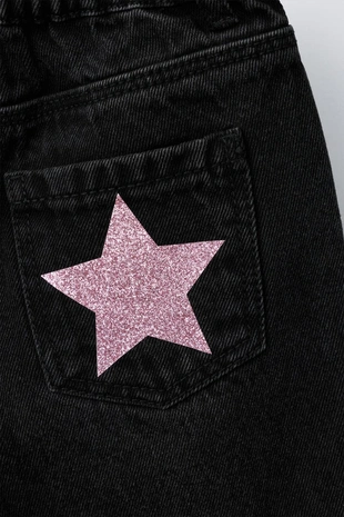Джинсы-кюлоты «звезды» с блеском- Заказать в России