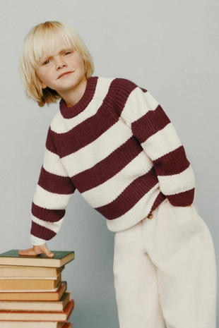 Вязаный джемпер в полоску с шерстью- Заказать в России