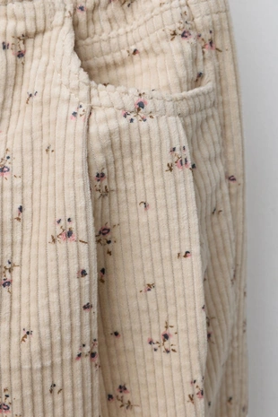 Ecru | 4745/257/712 - Zara Вельветовые брюки с цветочным принтом