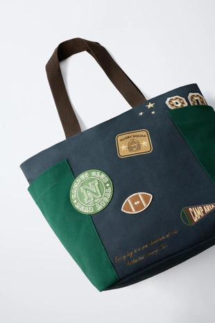 Сумка-шопер с заплатками- Заказать в России