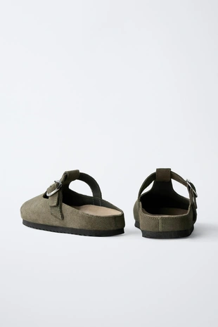 Замшевые сабо с т-образным ремешком- Заказать в России