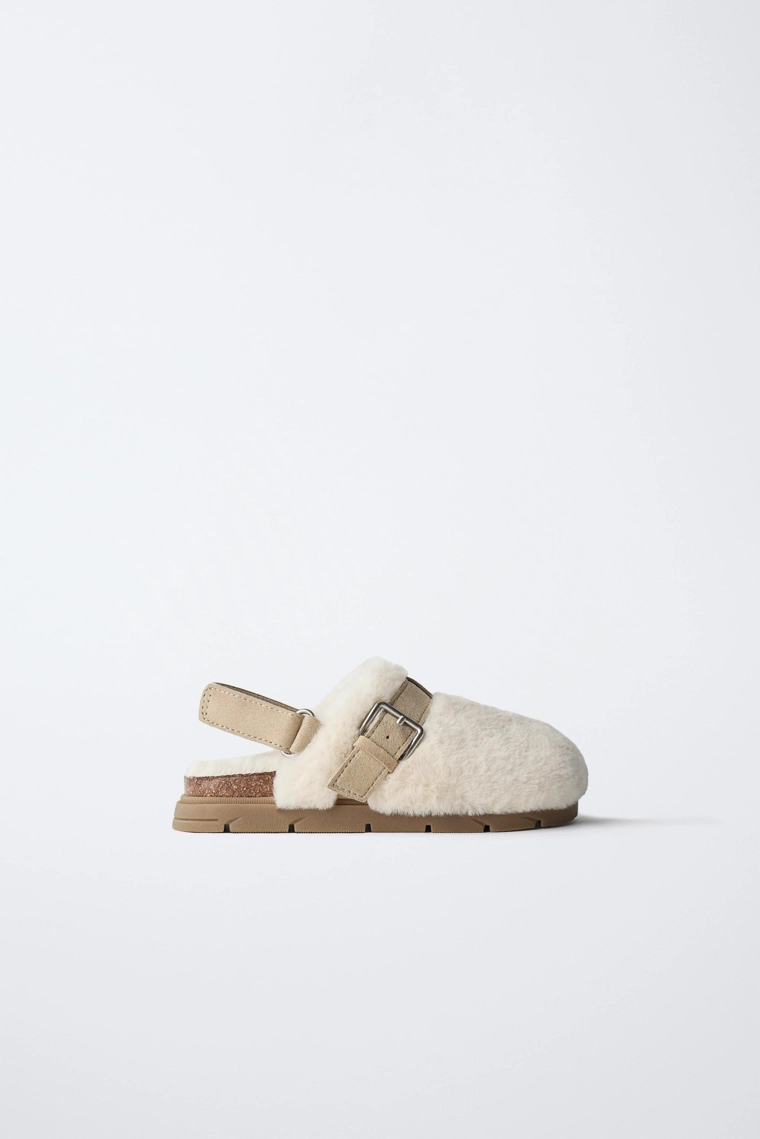 Сабо на меху из экокожи