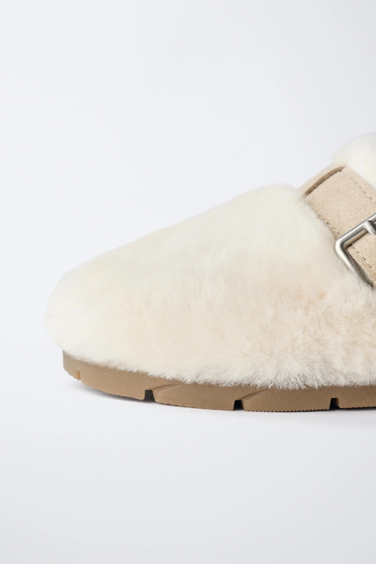 Сабо на меху из экокожи