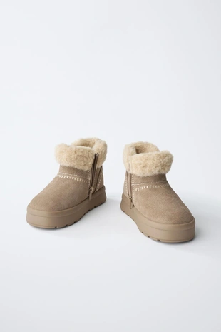 Taupe Grey | 6133/630/832 - Zara Зимние кожаные ботинки