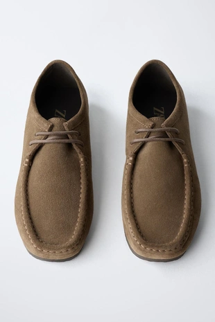 Кожаные туфли с декоративной прострочкой- Заказать в России