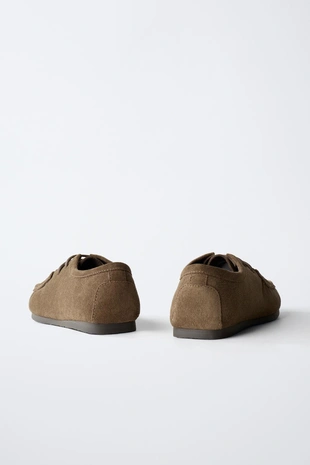 Кожаные туфли с декоративной прострочкой- Заказать в России