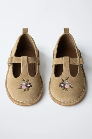 Кожаные балетки T с вышивкой- Заказать в России