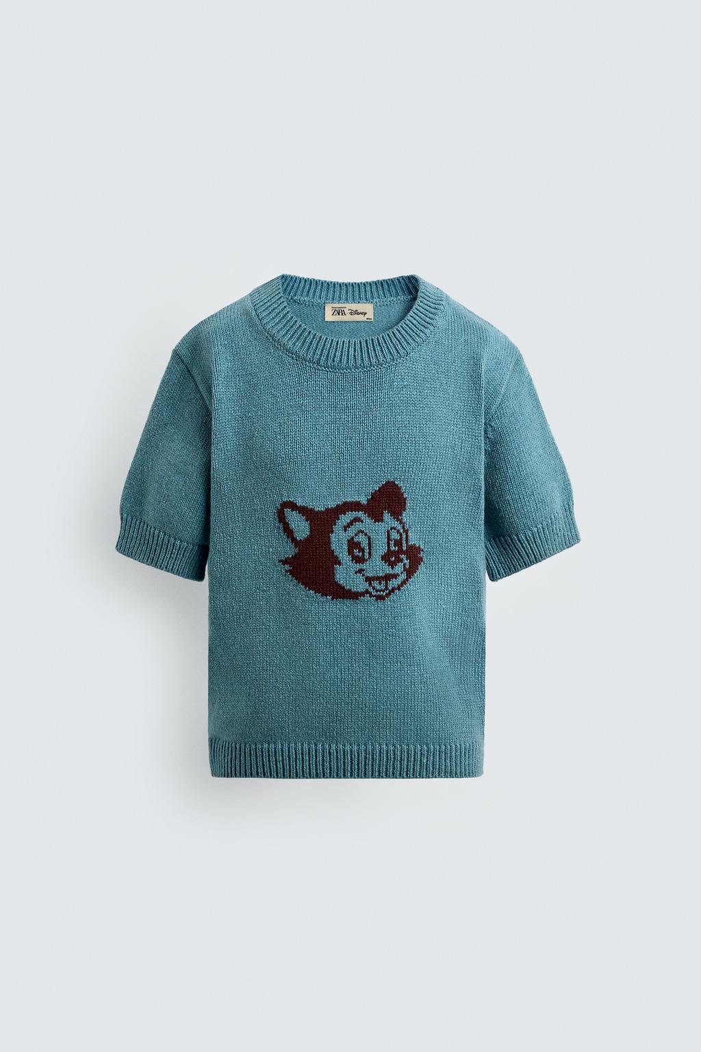ТРИКОТАЖНАЯ ФУТБОЛКА С ЖАККАРДОВЫМ РИСУНКОМ ФИГАРО HARRY LAMBERT FOR ZARA X DISNEY