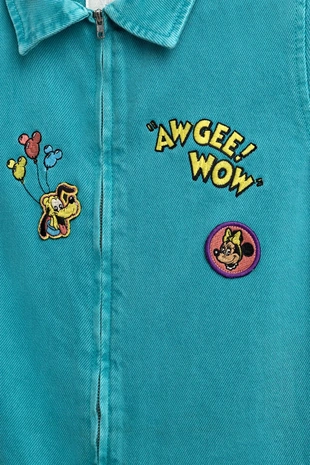 Turquoise | 4441/815/402 - Zara Джинсовый комбинезон с вышивкой и нашивками HARRY LAMBERT FOR ZARA X DISNEY