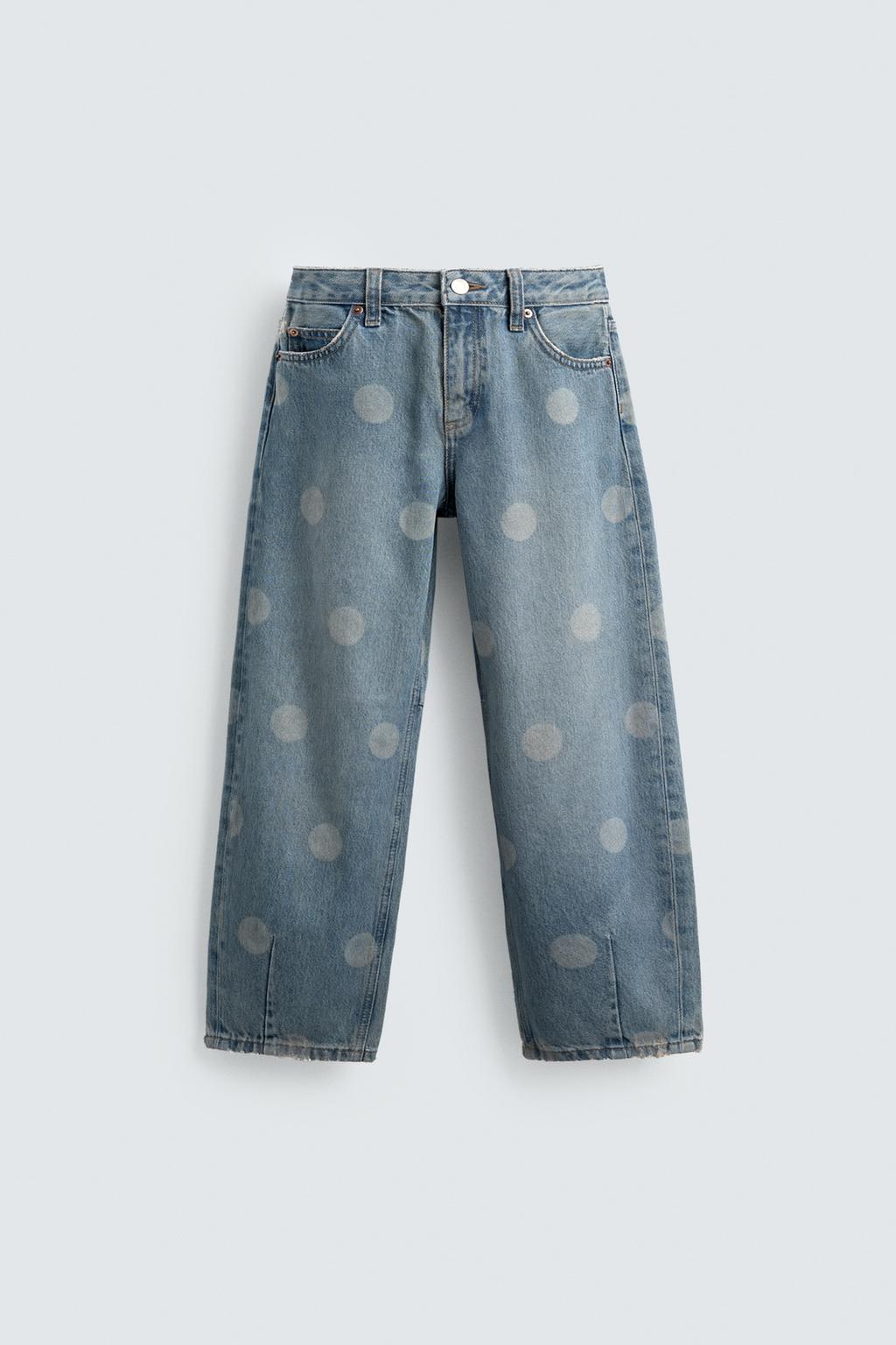 ДЖИНСЫ BALLOON С ЭФФЕКТОМ ПОТЕРТОСТИ В ГОРОШЕК HARRY LAMBERT FOR ZARA X DISNEY