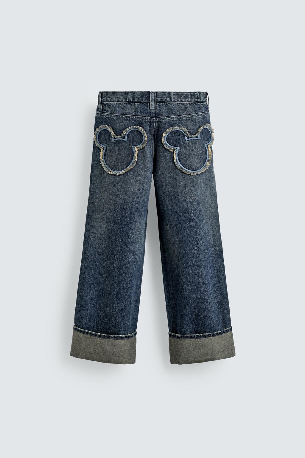 ДЖИНСЫ WIDE FIT С ЛОСКУТНЫМ СИЛУЭТОМ МИККИ HARRY LAMBERT FOR ZARA X DISNEY