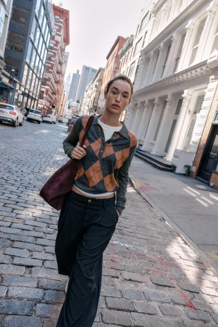 Вязаный джемпер поло с ромбами- Заказать в России