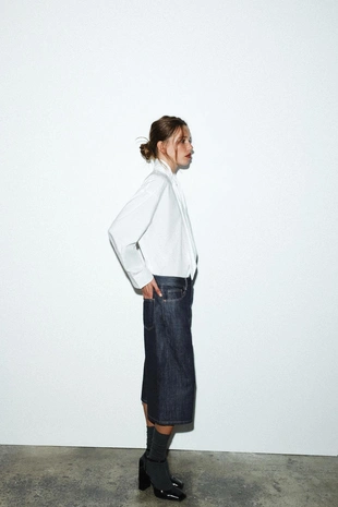 Джинсовые шорты-бермуды TRF со средней посадкой- Заказать в России