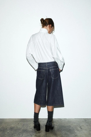 Джинсовые шорты-бермуды TRF со средней посадкой- Заказать в России