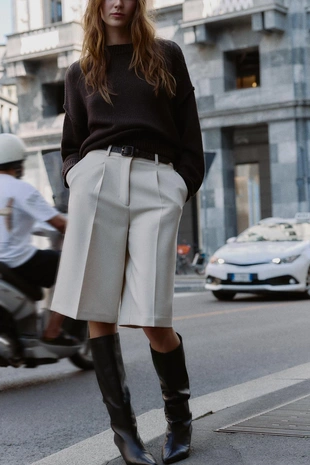 Длинные бермуды с ремнем- Заказать в России