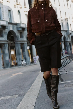 Длинные бермуды с ремнем- Заказать в России