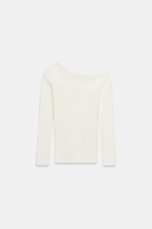 Топ асимметричного кроя из мягкой ткани в рубчик- Заказать в России