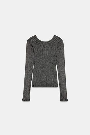 Топ с открытой спиной и металлизированной нитью- Заказать в России