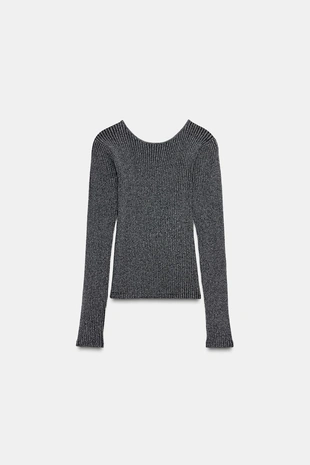 Топ с открытой спиной и металлизированной нитью- Заказать в России