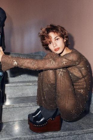 Топ из тюля со сборками, вышивкой и бусинами- Заказать в России