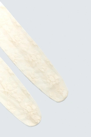 Ecru | 1758/203/712 - Zara Носки с кружевными цветами HARRY LAMBERT FOR ZARA X DISNEY