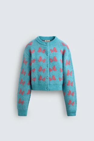 Купить Zara Кардиган INTARSIA с бантами HARRY LAMBERT FOR ZARA X DISNEY