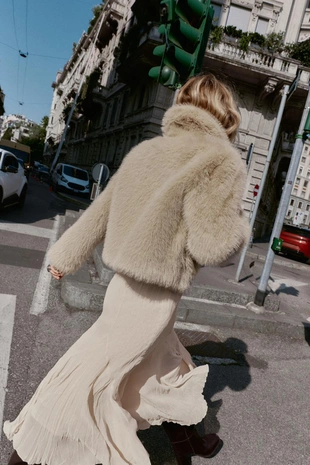 Куртка-дубленка с отделкой под мех- Заказать в России