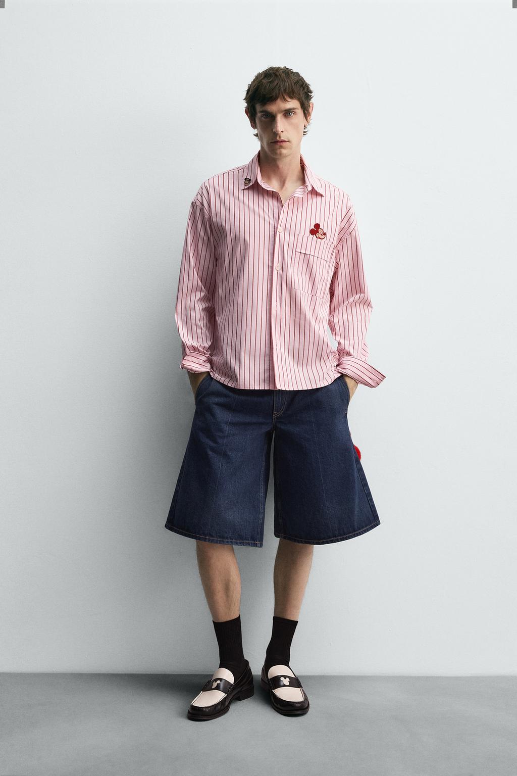 РУБАШКА В ПОЛОСКУ С НАШИВКОЙ MICKEY MOUSE HARRY LAMBERT FOR ZARA X DISNEY