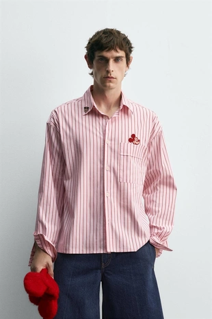 Рубашка в полоску с нашивкой MICKEY MOUSE HARRY LAMBERT FOR ZARA X DISNEY- Заказать в России