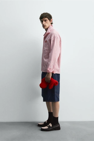 Рубашка в полоску с нашивкой MICKEY MOUSE HARRY LAMBERT FOR ZARA X DISNEY- Заказать в России