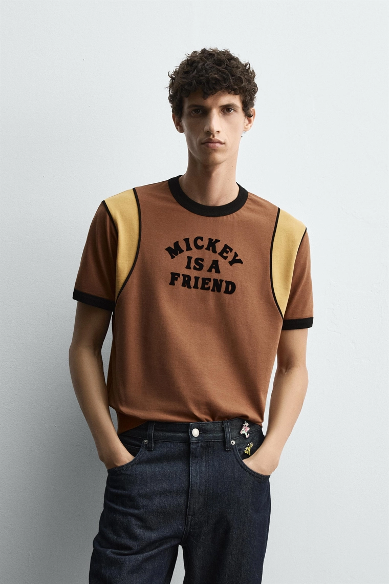 Футболка harry lambert для zara x disney с контрастным текстом