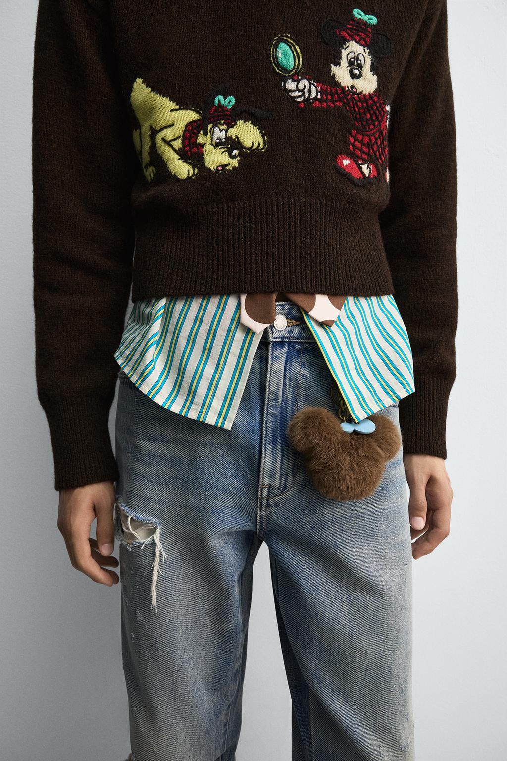 РАСКЛЕШЕННЫЕ ДЖИНСЫ С РАЗРЕЗАМИ HARRY LAMBERT FOR ZARA X DISNEY