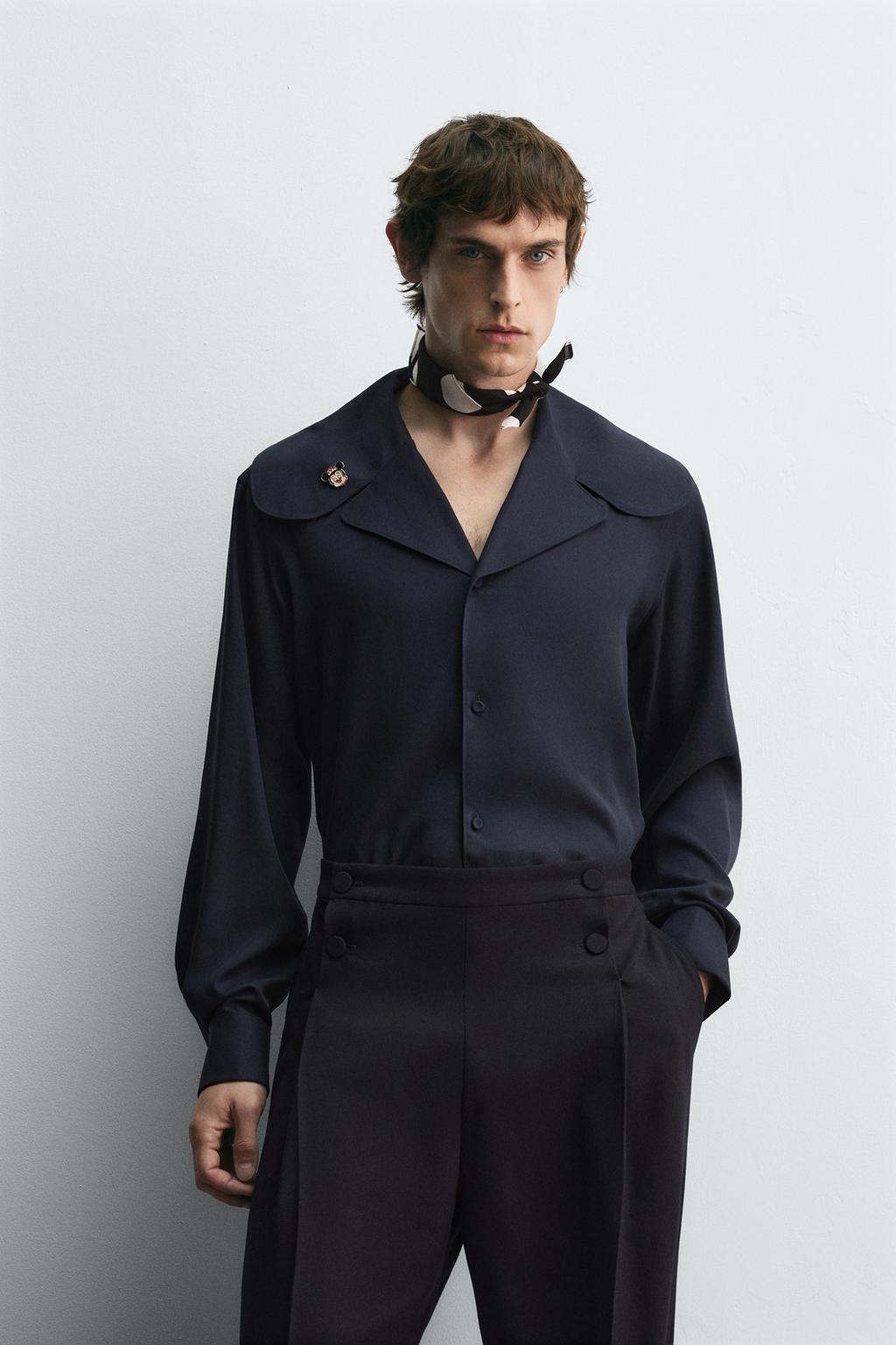 РУБАШКА ИЗ СТРУЯЩЕЙСЯ ТКАНИ С КРУГЛЫМ ВОРОТНИКОМ HARRY LAMBERT FOR ZARA X DISNEY