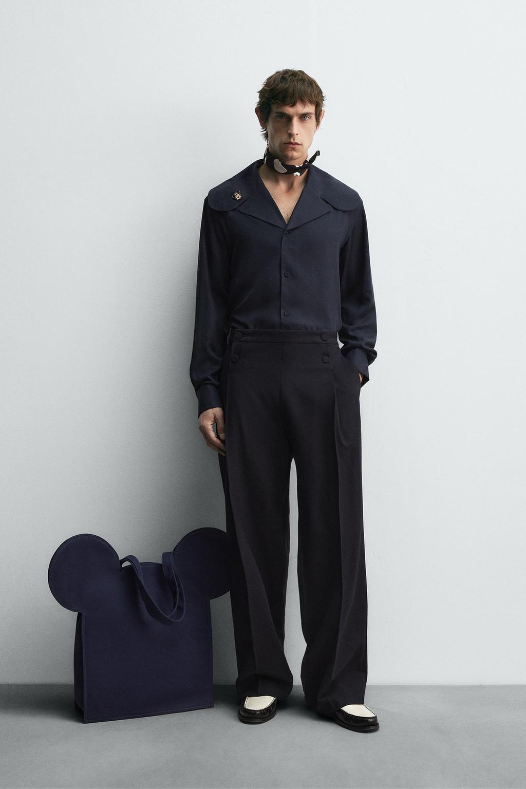 РУБАШКА ИЗ СТРУЯЩЕЙСЯ ТКАНИ С КРУГЛЫМ ВОРОТНИКОМ HARRY LAMBERT FOR ZARA X DISNEY