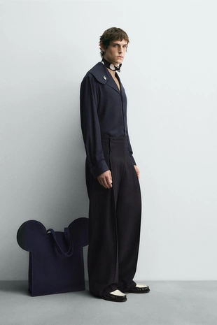 Рубашка из струящейся ткани с круглым воротником HARRY LAMBERT FOR ZARA X DISNEY- Заказать в России