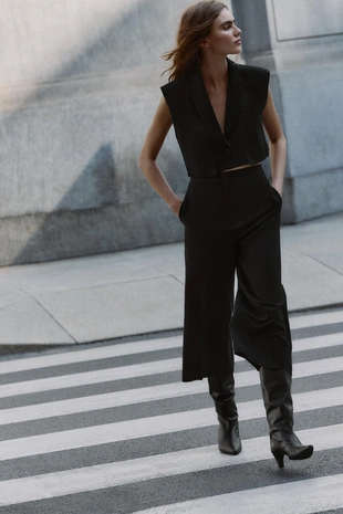 Купить Zara Брюки-кюлоты с высокой посадкой