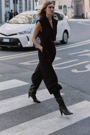 Black | 1165/322/800 - Zara Брюки-кюлоты с высокой посадкой