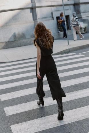 Брюки-кюлоты с высокой посадкой- Заказать в России