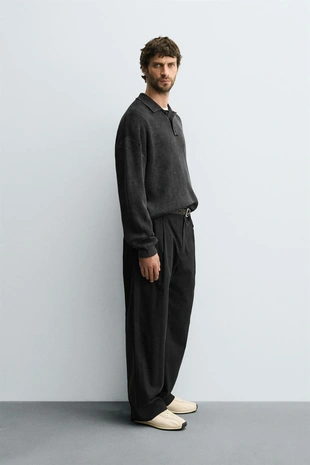 Трикотажное поло с эффектом потертости- Заказать в России