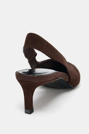 Туфли-мюли из замши на среднем каблуке- Заказать в России