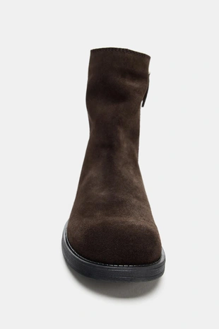 Замшевые ботильоны на плоской подошве- Заказать в России