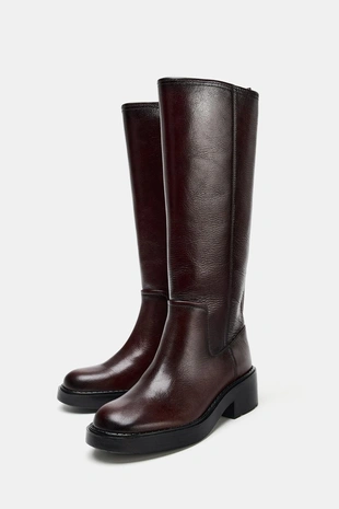 Кожаные ботинки с эффектом потертости- Заказать в России