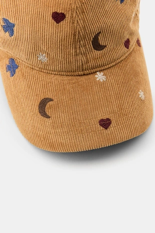 Вельветовая кепка с вышивкой в виде птиц и луны- Заказать в России